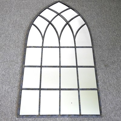 Lot 375 - A tall arched outdoor mirror, 116cm high