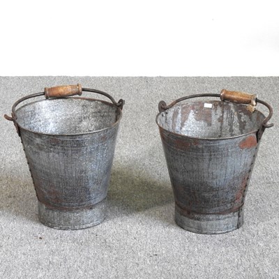 Lot 345 - A pair of buckets, with wooden handles