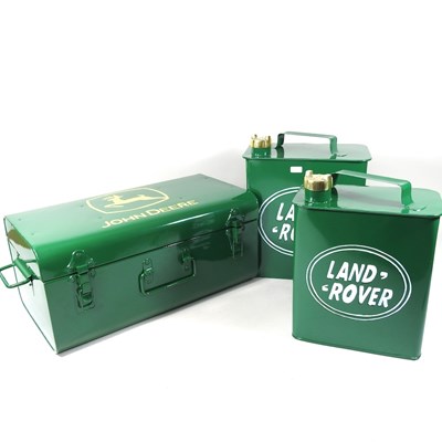Lot 473 - Two Landrover petrol cans, together with a...