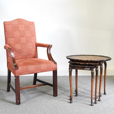 Lot 551 - A Gainsborough style red upholstered armchair,...