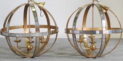 Lot 44 - A large pair of Libra mirrored gilt globe...