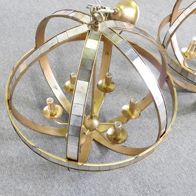 Lot 44 - A large pair of Libra mirrored gilt globe...