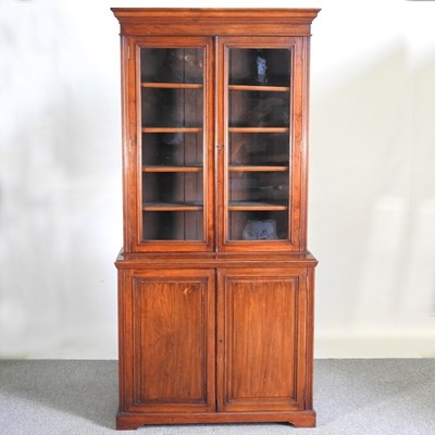 Lot 416 - A Victorian walnut cabinet bookcase, fitted...