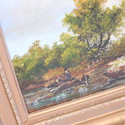 Lot 72 - Dutch school, 19th century, river landscape...