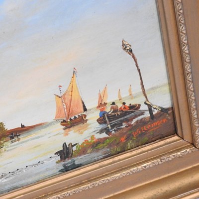 Lot 72 - Dutch school, 19th century, river landscape...