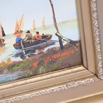 Lot 72 - Dutch school, 19th century, river landscape...