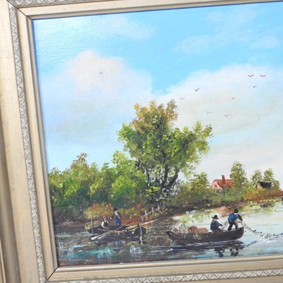Lot 72 - Dutch school, 19th century, river landscape...