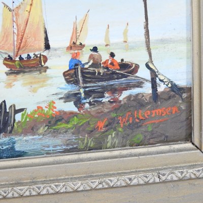 Lot 72 - Dutch school, 19th century, river landscape...