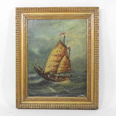 Lot 487 - Chinese school, 19th century, a junk in heavy...