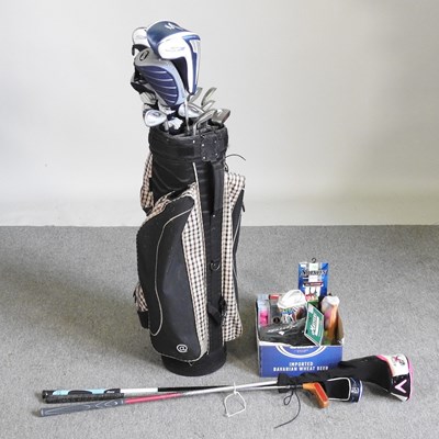 Lot 457 - A set of golf clubs, in a bag, with accessories