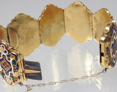 Lot 77 - An Eastern gilt and enamelled bracelet,...