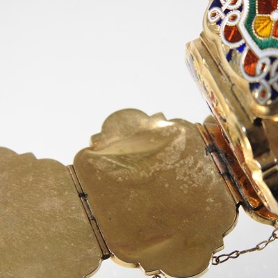 Lot 77 - An Eastern gilt and enamelled bracelet,...
