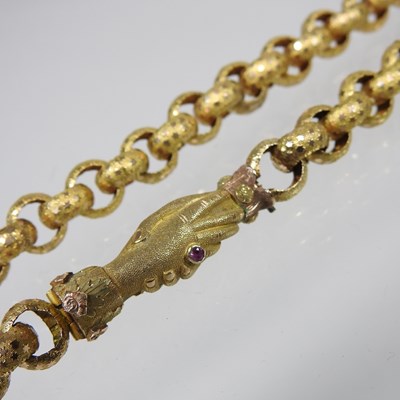 Lot 24 - A Georgian design heavy link long neckchain,...