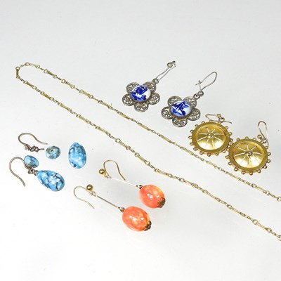 Lot 309 - A pair of gilt target earrings, together with...