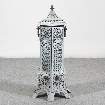 Lot 532 - A blue painted cast iron conservatory heater,...