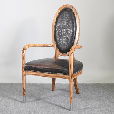 Lot 27 - A modern Italian zebrano open armchair, with...
