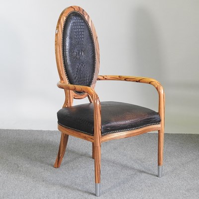 Lot 27 - A modern Italian zebrano open armchair, with...