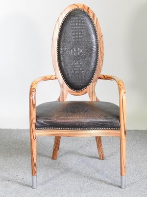 Lot 27 - A modern Italian zebrano open armchair, with...