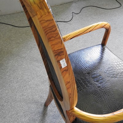 Lot 27 - A modern Italian zebrano open armchair, with...