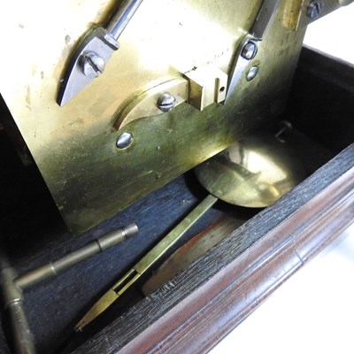 Lot 3 - A walnut cased bracket clock, the painted dial...
