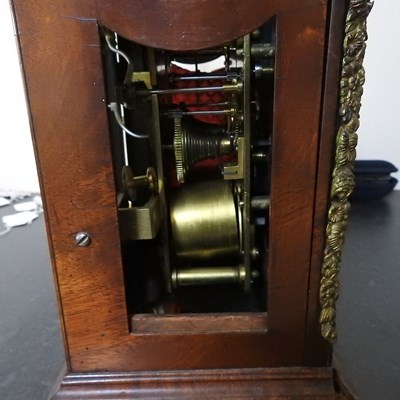 Lot 3 - A walnut cased bracket clock, the painted dial...