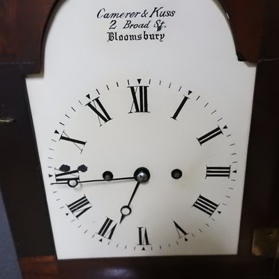 Lot 3 - A walnut cased bracket clock, the painted dial...