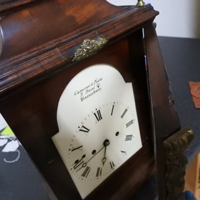 Lot 3 - A walnut cased bracket clock, the painted dial...