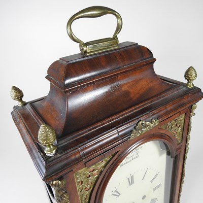 Lot 3 - A walnut cased bracket clock, the painted dial...