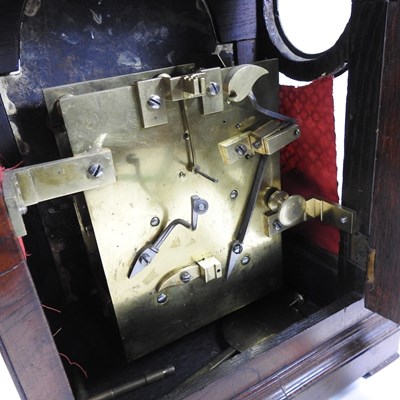 Lot 3 - A walnut cased bracket clock, the painted dial...