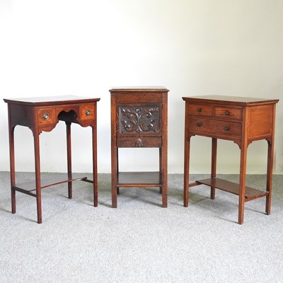 Lot 435 - A 1920's carved oak work box, 38cm wide,...