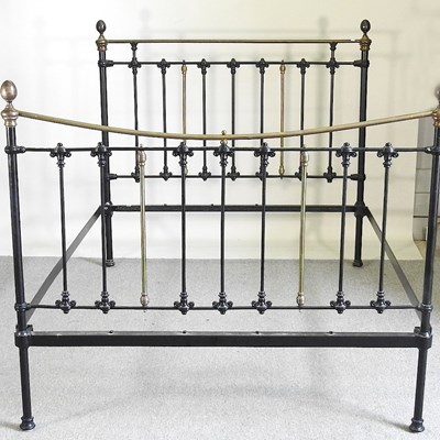 Lot 378 - A Victorian brass and iron bedstead