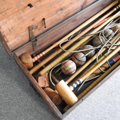 Lot 12 - An early 20th century Ayres croquet set, in a...
