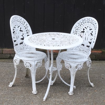 Lot 359 - A painted metal garden table, 69cm diameter...