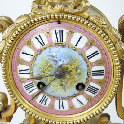 Lot 15 - A French gilt metal and porcelain mounted...