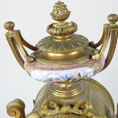 Lot 15 - A French gilt metal and porcelain mounted...