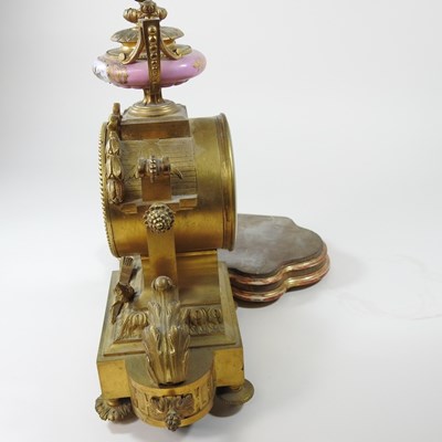 Lot 15 - A French gilt metal and porcelain mounted...