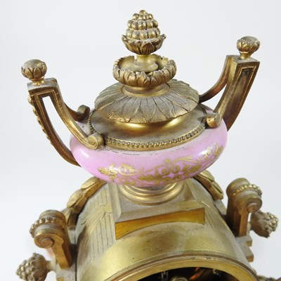 Lot 15 - A French gilt metal and porcelain mounted...