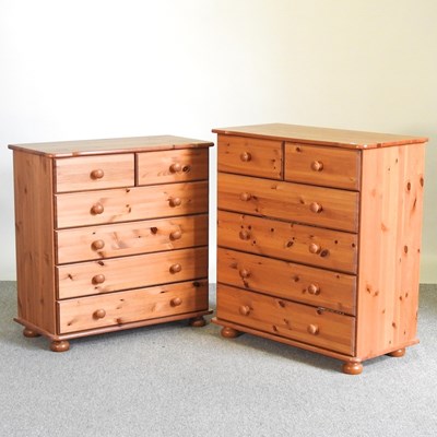 Lot 484 - A modern pine chest of drawers, together with...