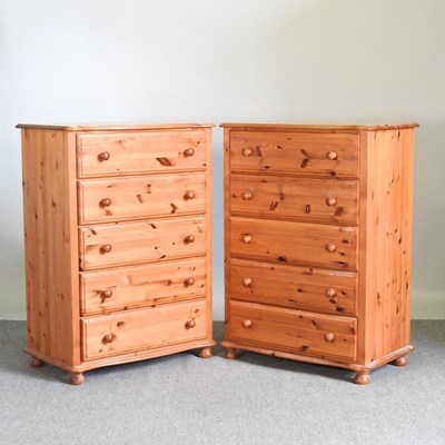 Lot 366 - A pair of pine chests, each containing five...