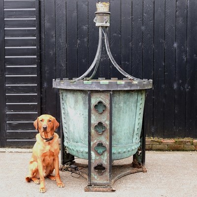 Lot 314 - A very large copper, mounted in an iron frame,...