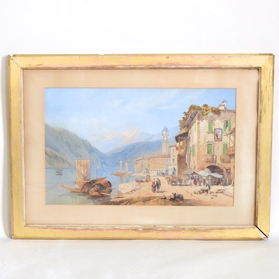 Lot 422 - Italian school, 19th century, townscape with...