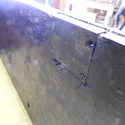 Lot 15 - A large late 17th century oak chest, in two...