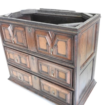 Lot 15 - A large late 17th century oak chest, in two...