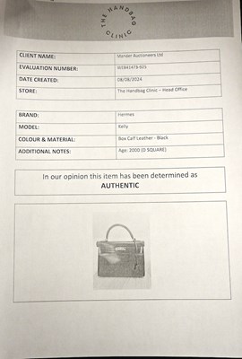 Lot 55 - An Hermes Kelly handbag, 2000, in black...