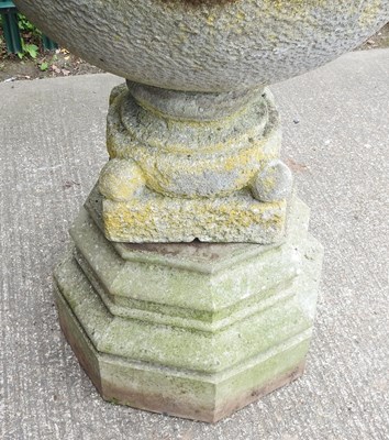 Lot 25 - A large cast stone garden font, of circular...