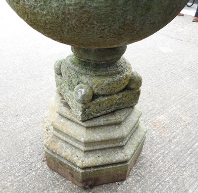 Lot 25 - A large cast stone garden font, of circular...