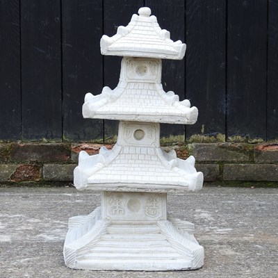 Lot 351 - A cast stone garden model of a pagoda, 70cm high