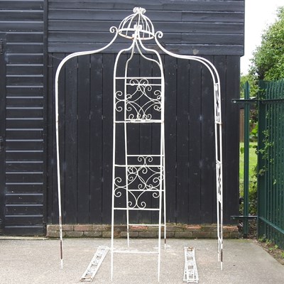 Lot 319 - A white painted metal garden gazebo