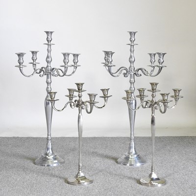 Lot 496 - A pair of modern four branch table candelabra,...
