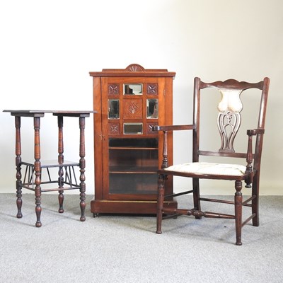 Lot 431 - An Edwardian walnut music cabinet, together...